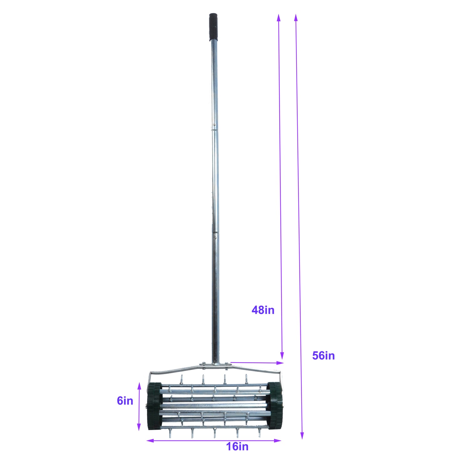 Manual lawn aerator with  inch width and  inch depth ideal for garden care