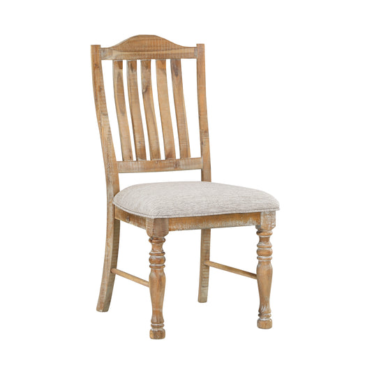 TREATLIFE HOME Traditional Farmhouse Style Chairs Set of 2, Wheat Finish Textured Fabric Upholstered Vertical Slat-Back Side Chair