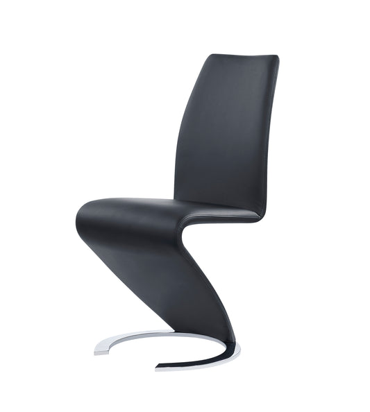 Modern black leather accent chair with chrome swivel base perfect for contemporary dining rooms
