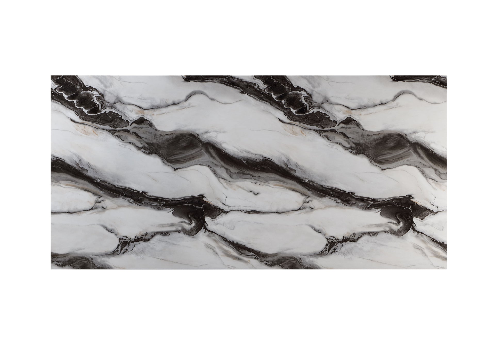 White and black marbled tile with a glossy finish ideal for modern kitchen countertops