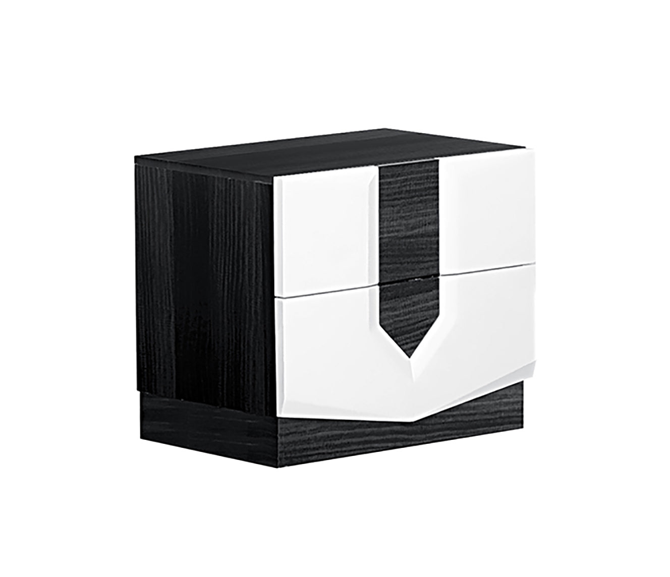 Black and white wooden jewelry box with geometric design