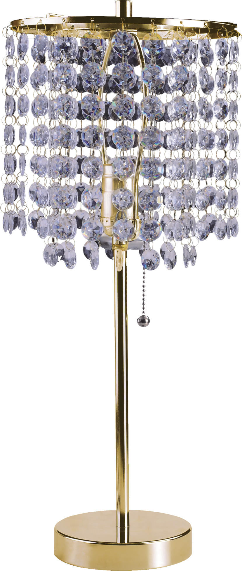 Elegant gold lamp with cascading clear crystal beads perfect for adding a touch of luxury to any room