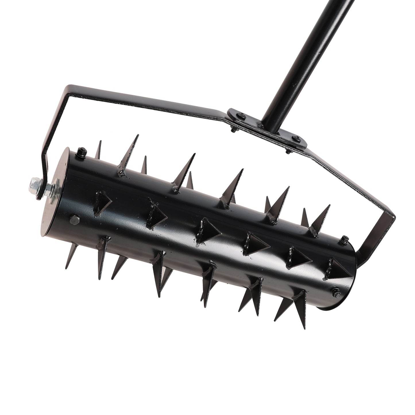 Black spiked lawn aerator roller for garden use