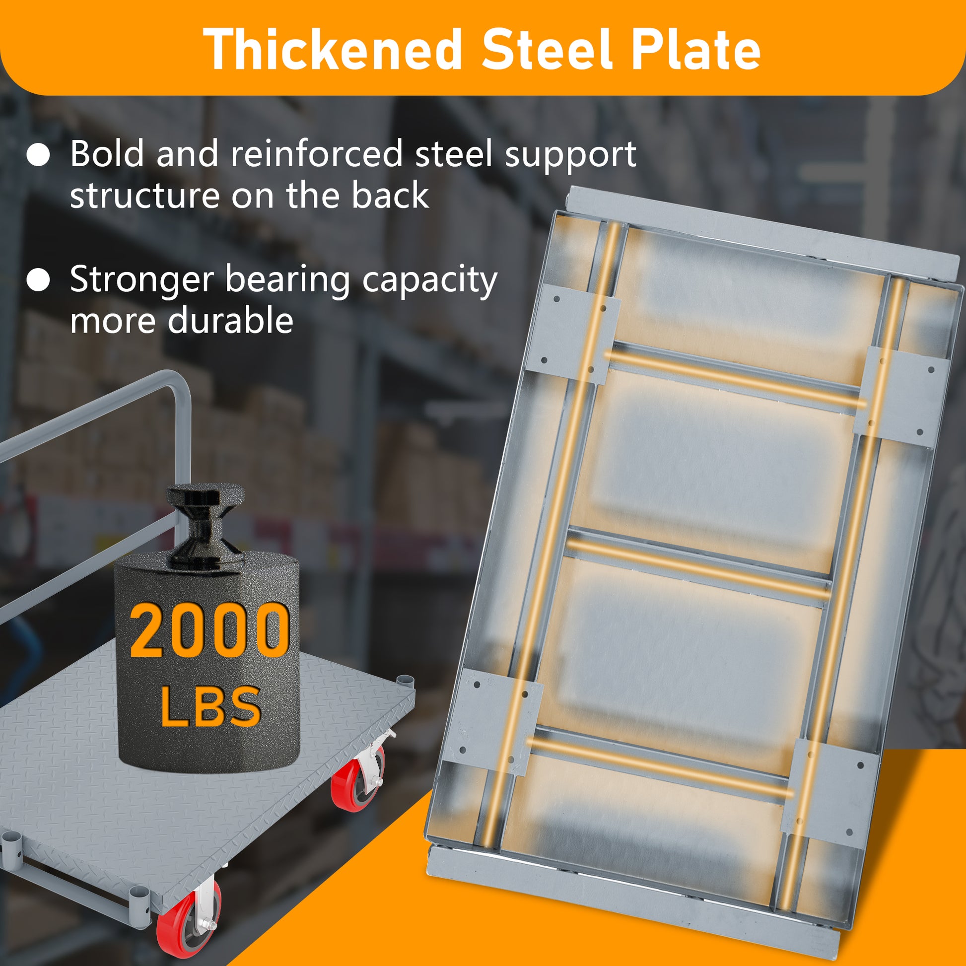 Heavyduty steel dolly with thickened plate and  lb capacity for moving goods