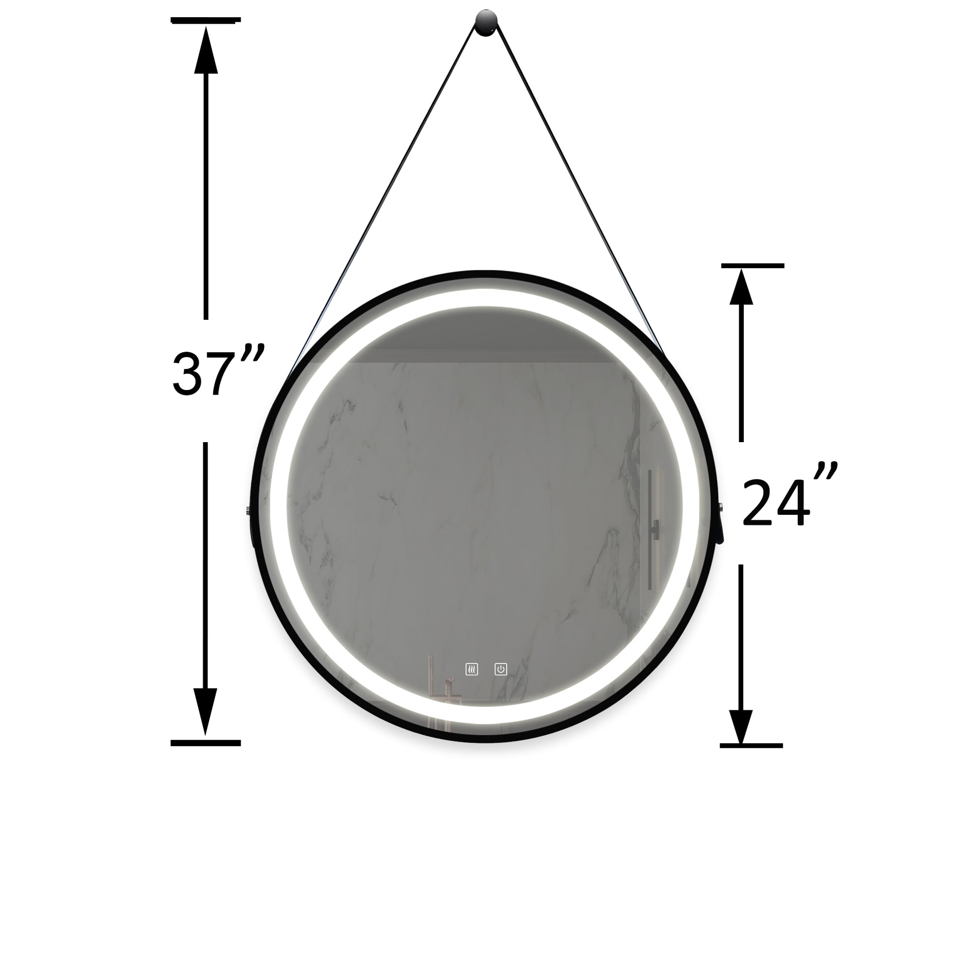 Round LED vanity mirror with defogger and touch controls  inch diameter