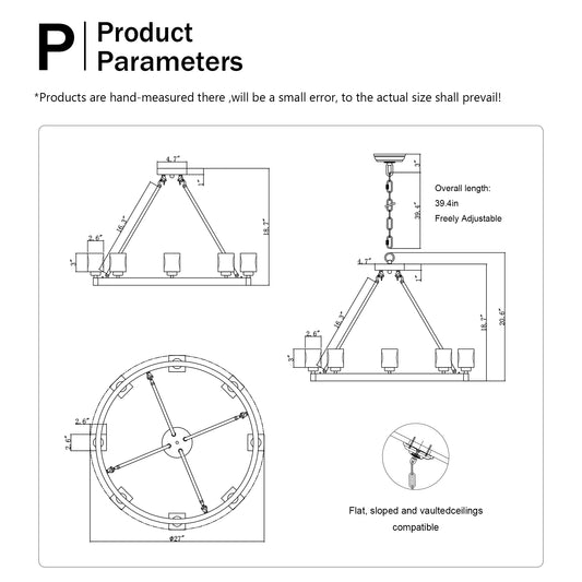 Chandelier dimensions inch diameter inch height adjustable chain
