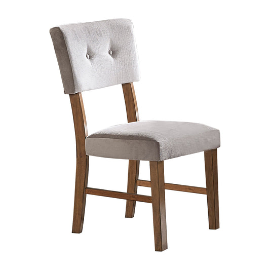 TREATLIFE HOME Set of 2 Classic Light Oak Finish Dining Chairs, Button-Tufted Gray Upholstery, Mid-Century Modern Design