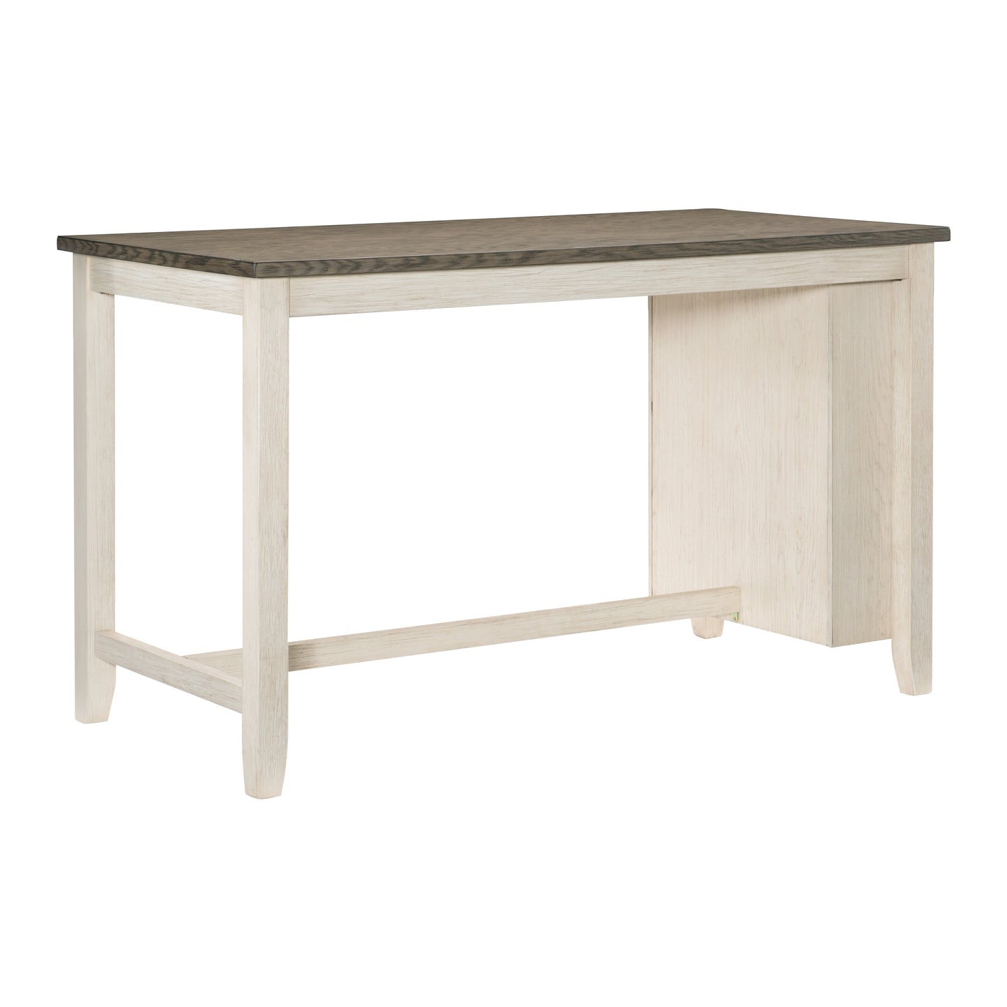 Rustic distressed white wood bar table with dark grey wood top