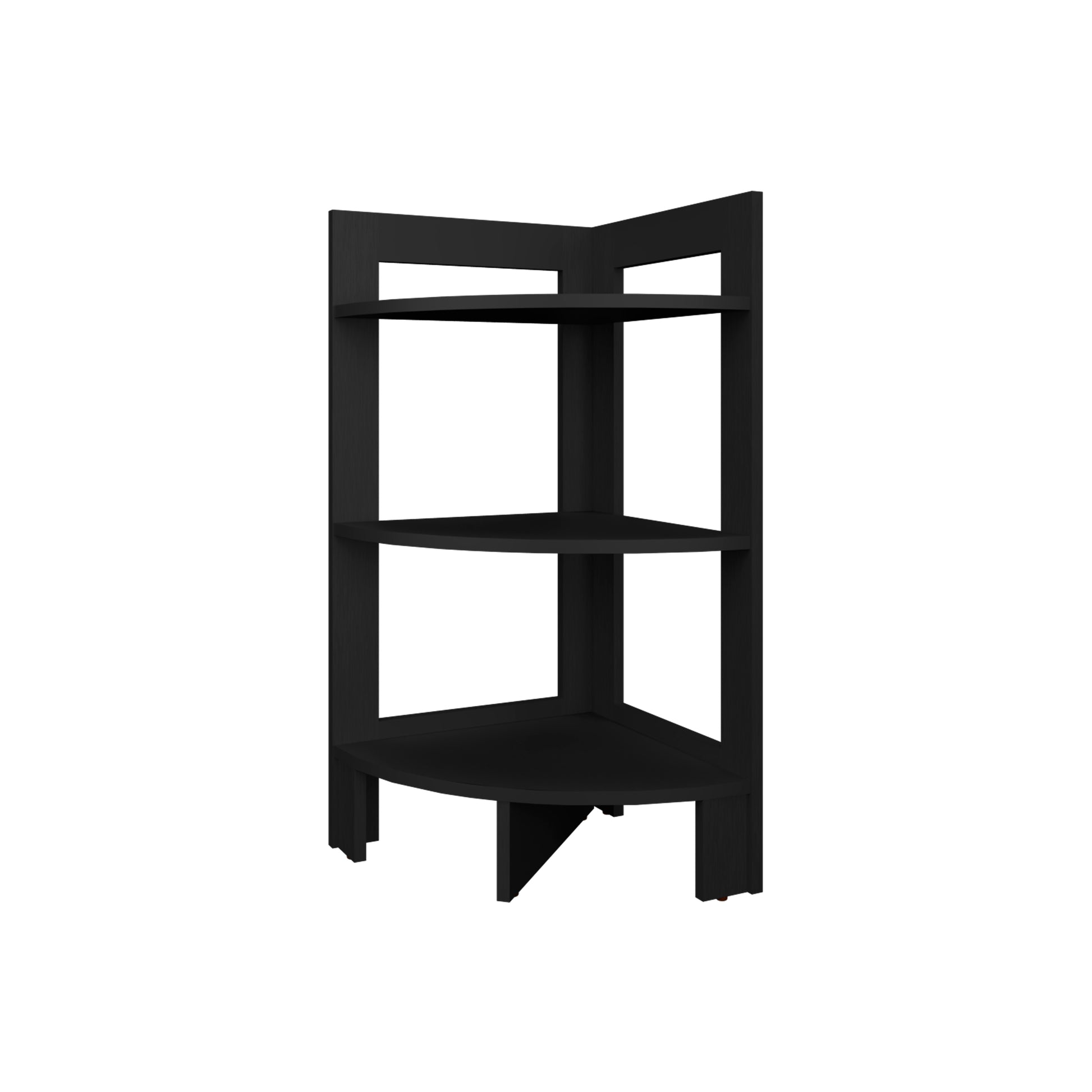 Black threetier corner shelf unit modern design for any room
