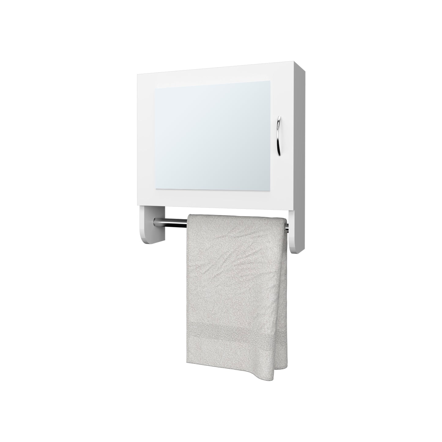 White medicine cabinet with mirrored door and towel bar modern bathroom storage