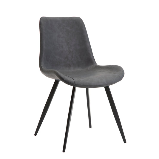TREATLIFE HOME Modern Design Dining Chairs 2pc Set, Gray Faux Leather Upholstery, Black Metal Legs, Elegant Addition to Kitchen or Dining Room
