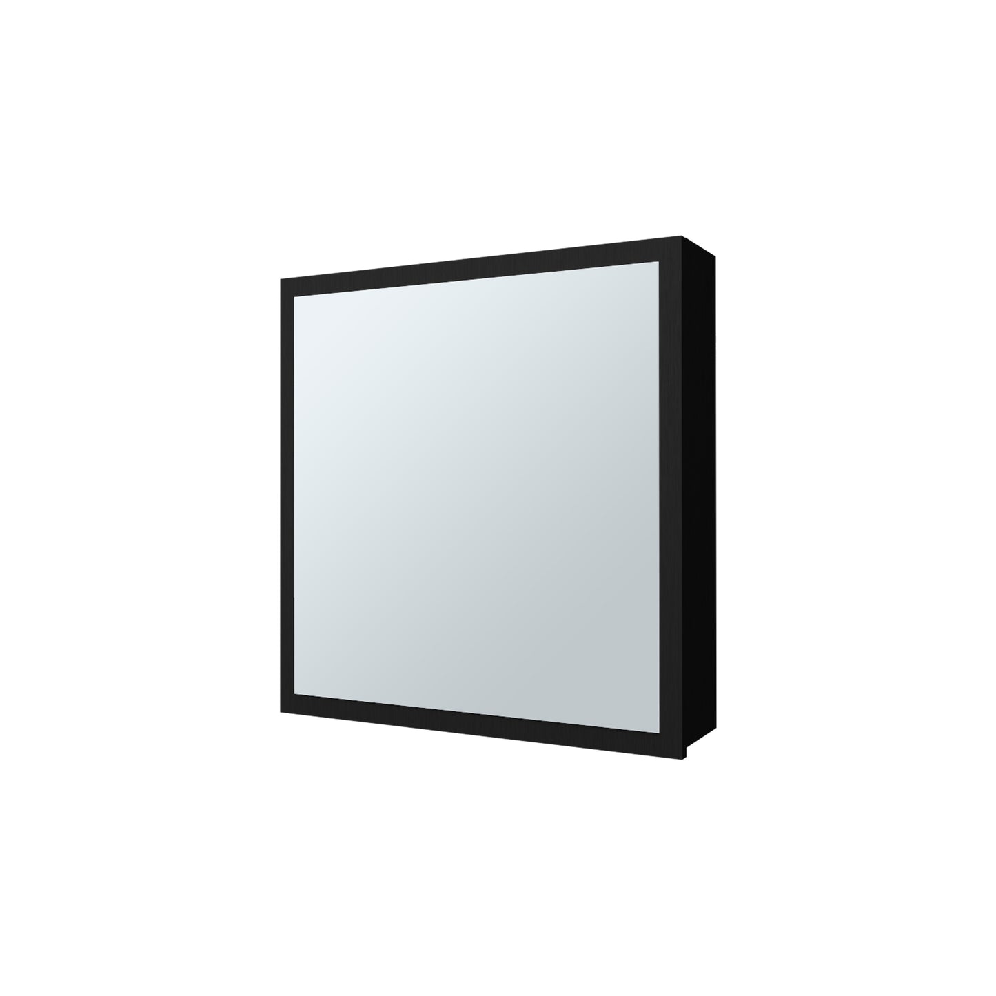 Sleek black framed square mirror with a reflective surface ideal for bathrooms