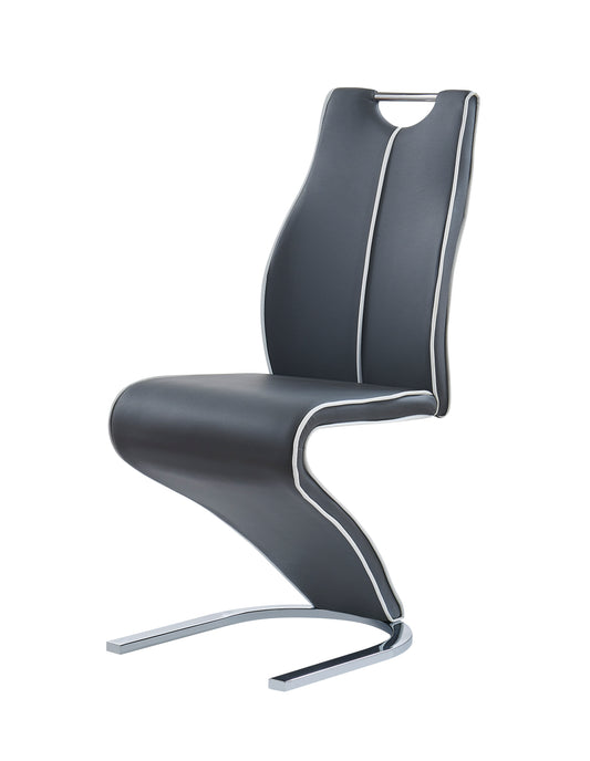 Modern dark gray faux leather dining chair with chrome cantilever base