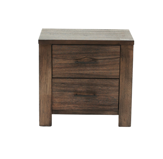 TREATLIFE HOME Wooden Bedside Table with Oak Finish and 2 Drawers, Contemporary Design for Storage in Bedroom