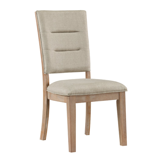 TREATLIFE HOME Set of 2 Rustic Wooden Dining Chairs with Upholstered Beige Fabric Seat, Light Oak Finish, Ladderback Design