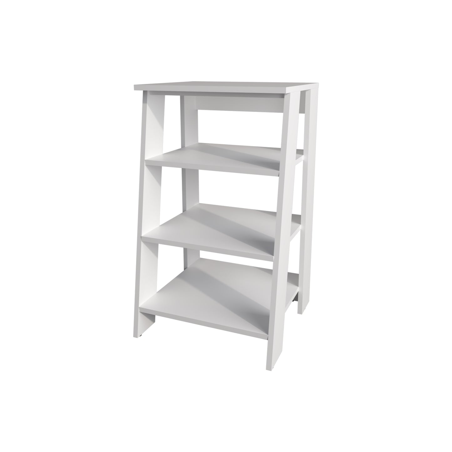 Modern white fourtier ladder shelf for living room storage