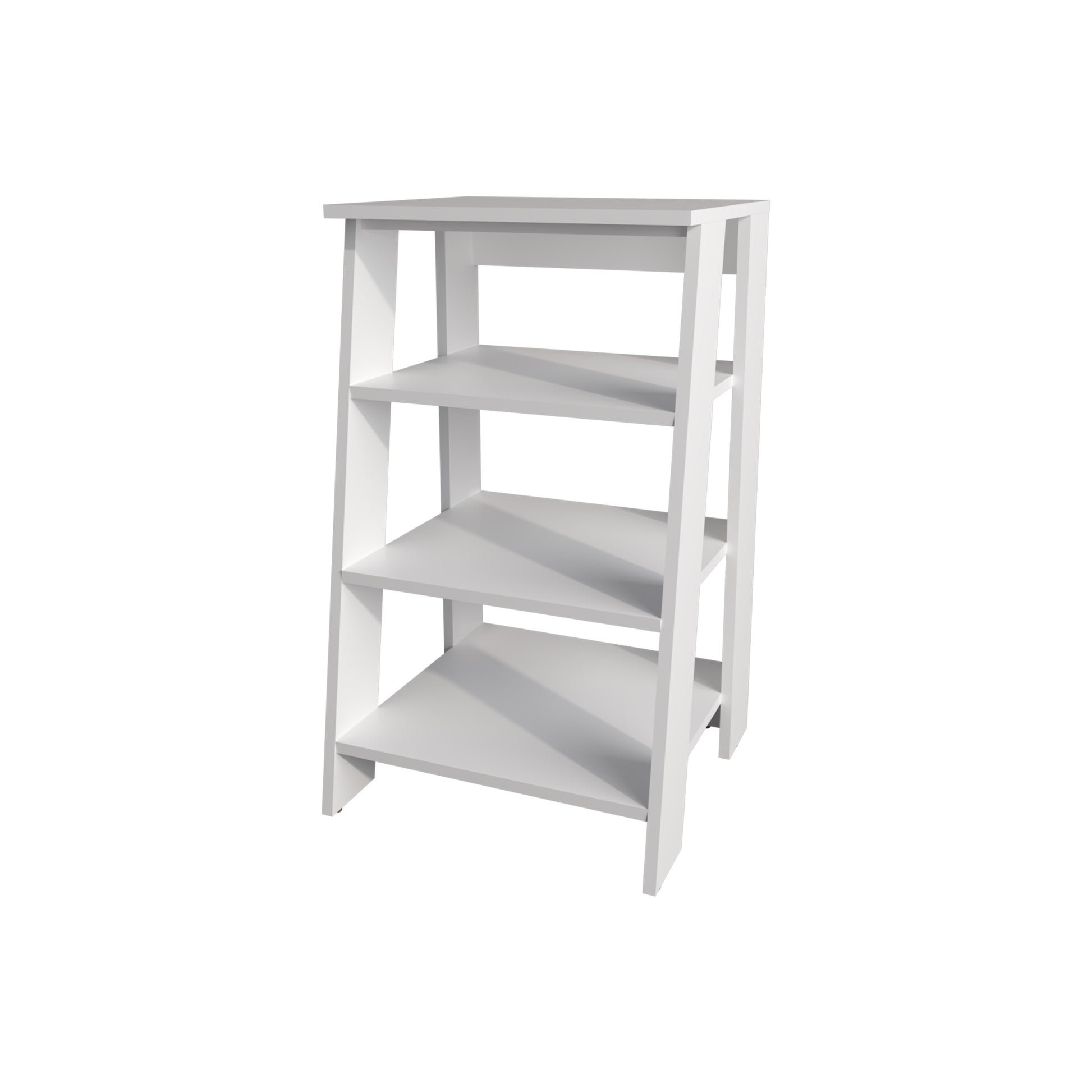 Modern white fourtier ladder shelf for living room storage
