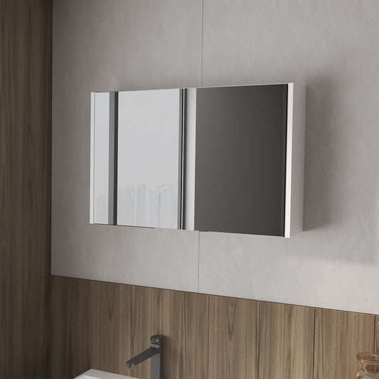 Modern medicine cabinet with mirrored doors and white frame ideal for bathroom storage