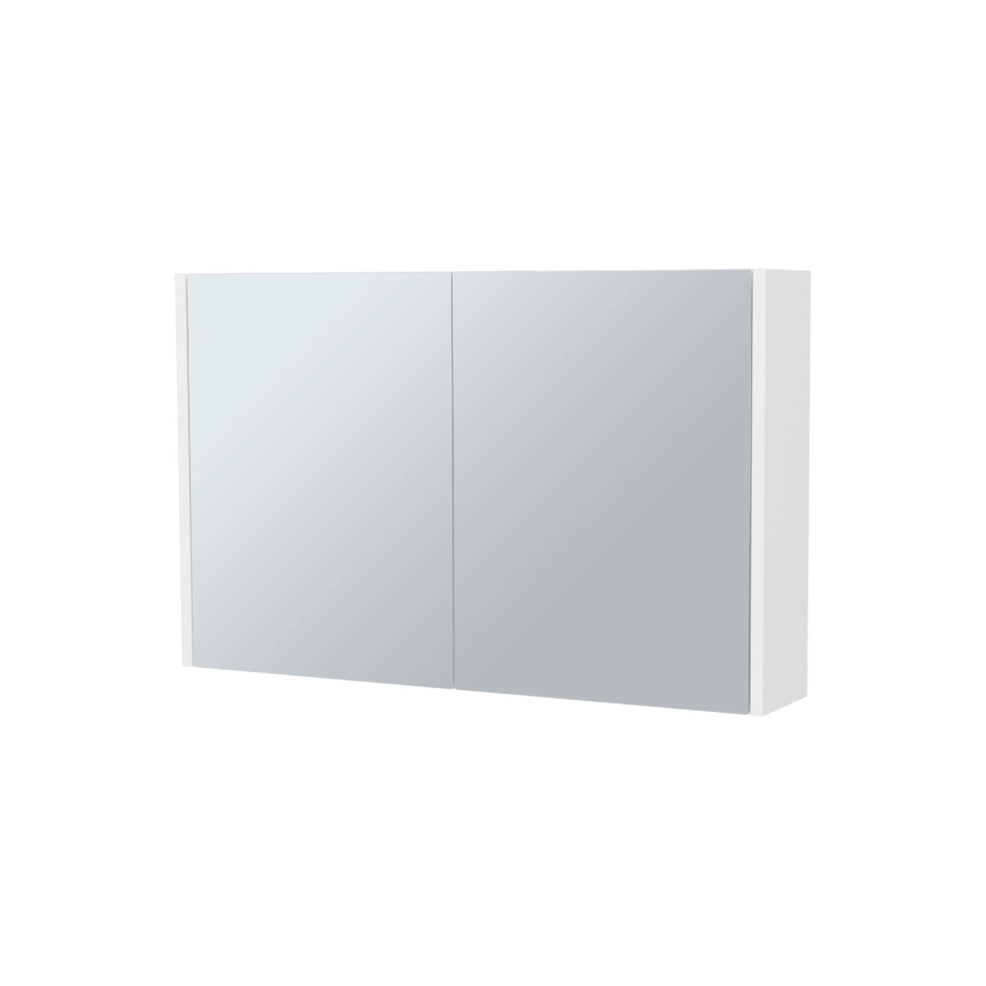 Modern white bathroom cabinet with two mirrored doors ideal for storage