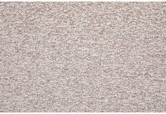 Closeup of textured beige loop pile carpet for home flooring