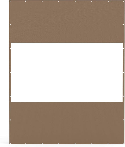 Brown vinyl privacy screen panel with reinforced grommets for outdoor use