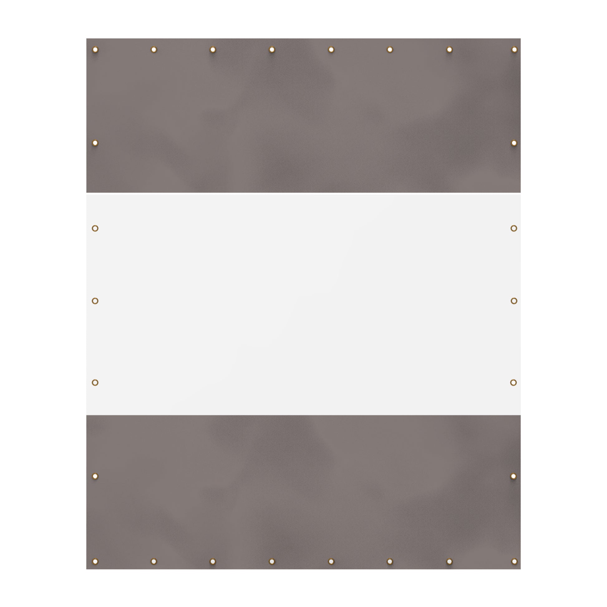 Gray vinyl banner with grommets for hanging