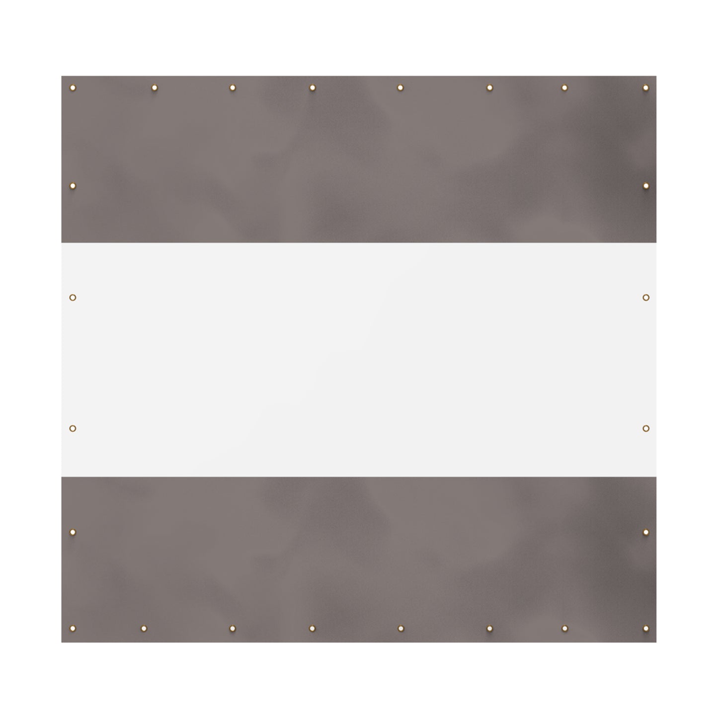 Tricolor grey and white vinyl banner with grommets for hanging