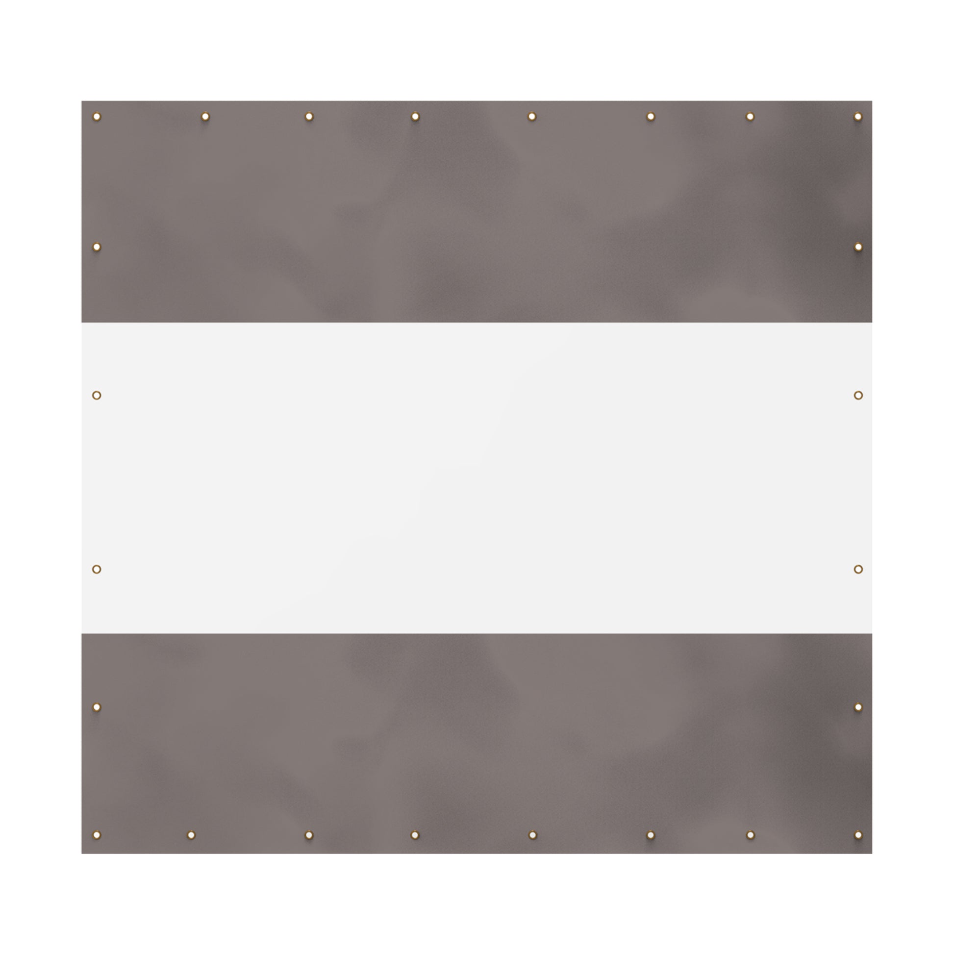 Tricolor grey and white vinyl banner with grommets for hanging