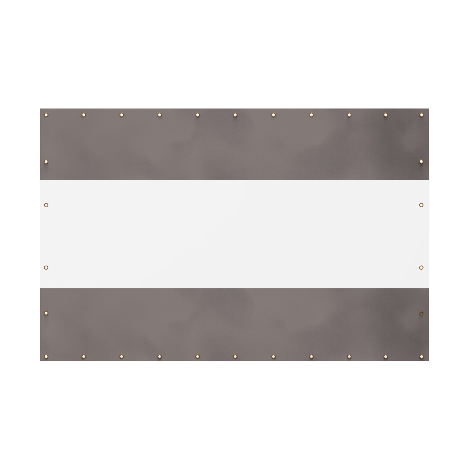 Gray and white striped heavyduty vinyl banner with grommets for outdoor use