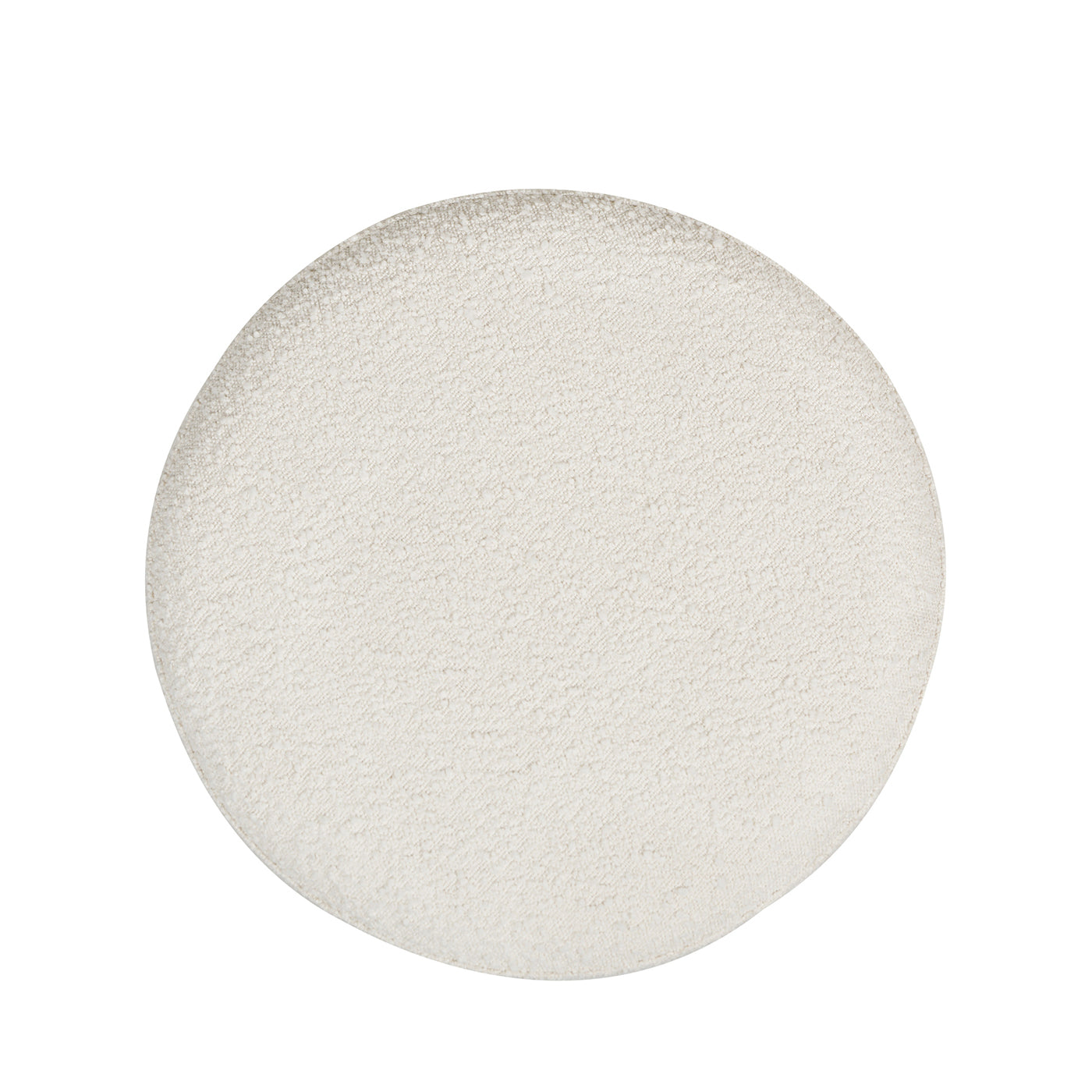 Round boucle ottoman in cream a stylish and comfortable accent for modern living spaces