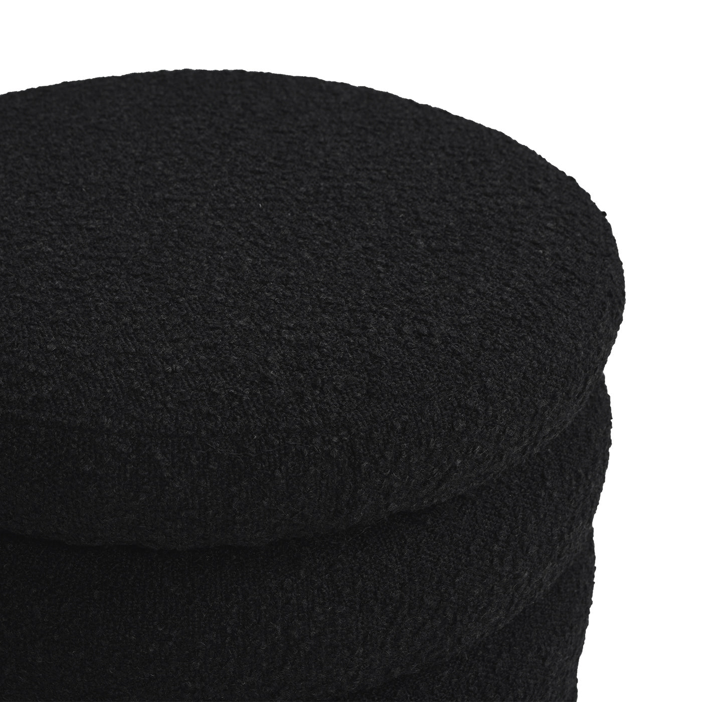 Organize Clutter with 19-Inch Round Storage Ottoman - Ebony Black Boucle