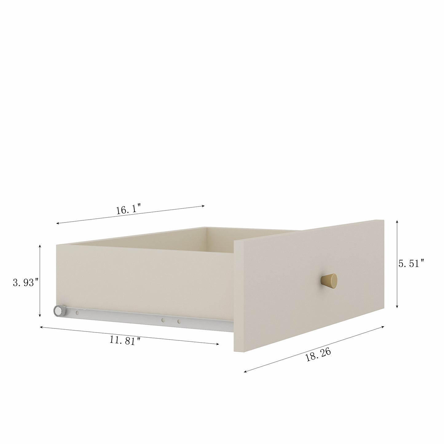 Beige cabinet drawer with gold knob
