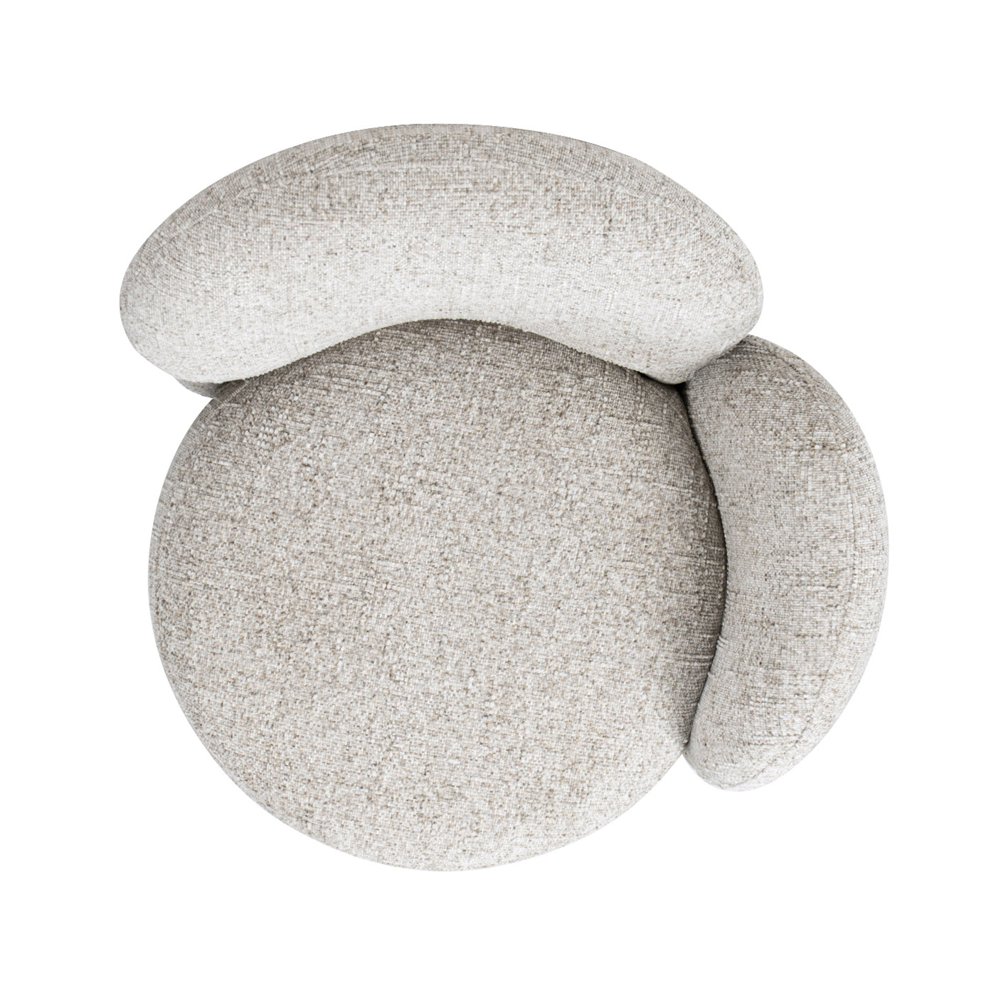 Textured light gray boucl armchair with rounded seat and backrest modern living room accent chair