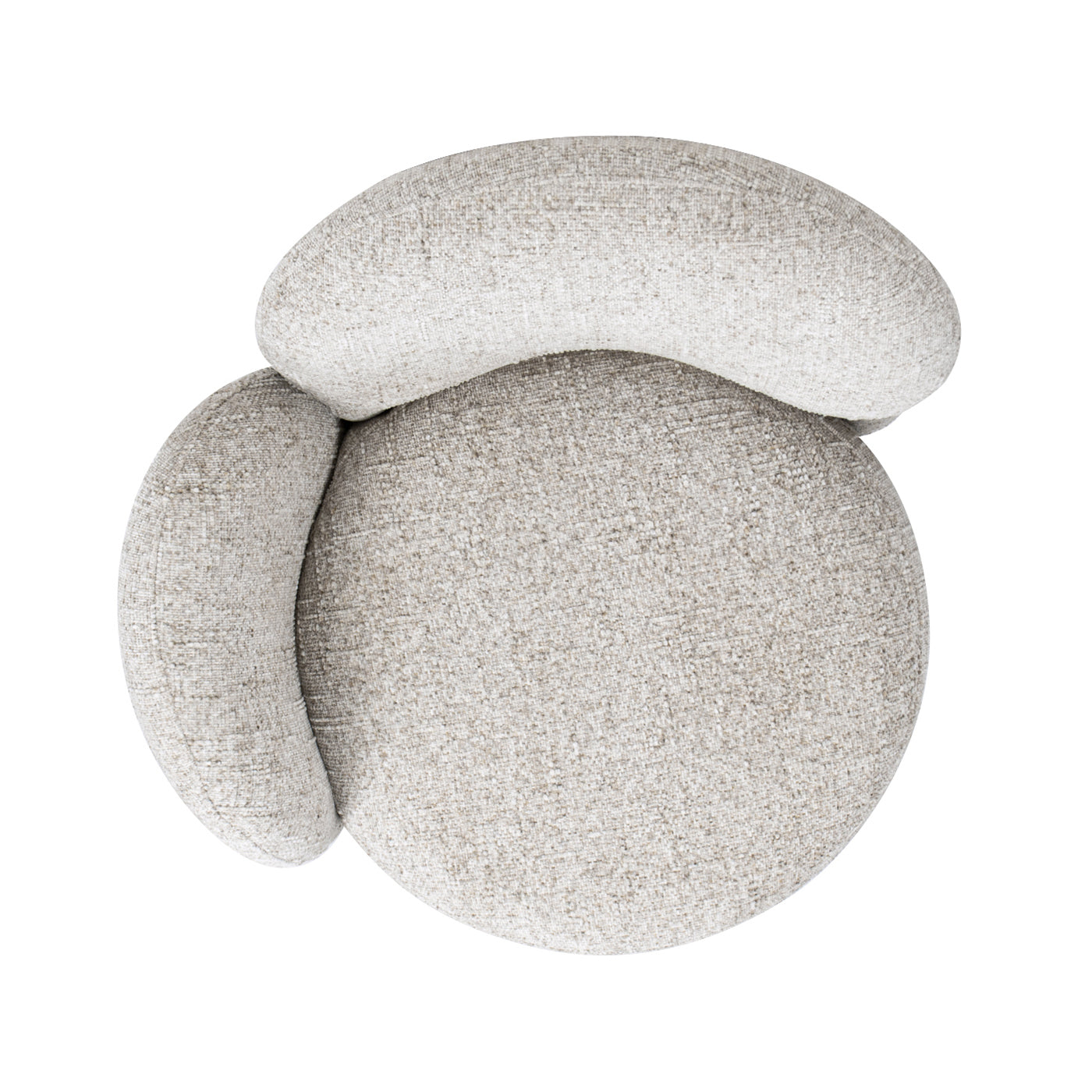 Top view of a textured beige accent chair with curved arms for comfortable seating