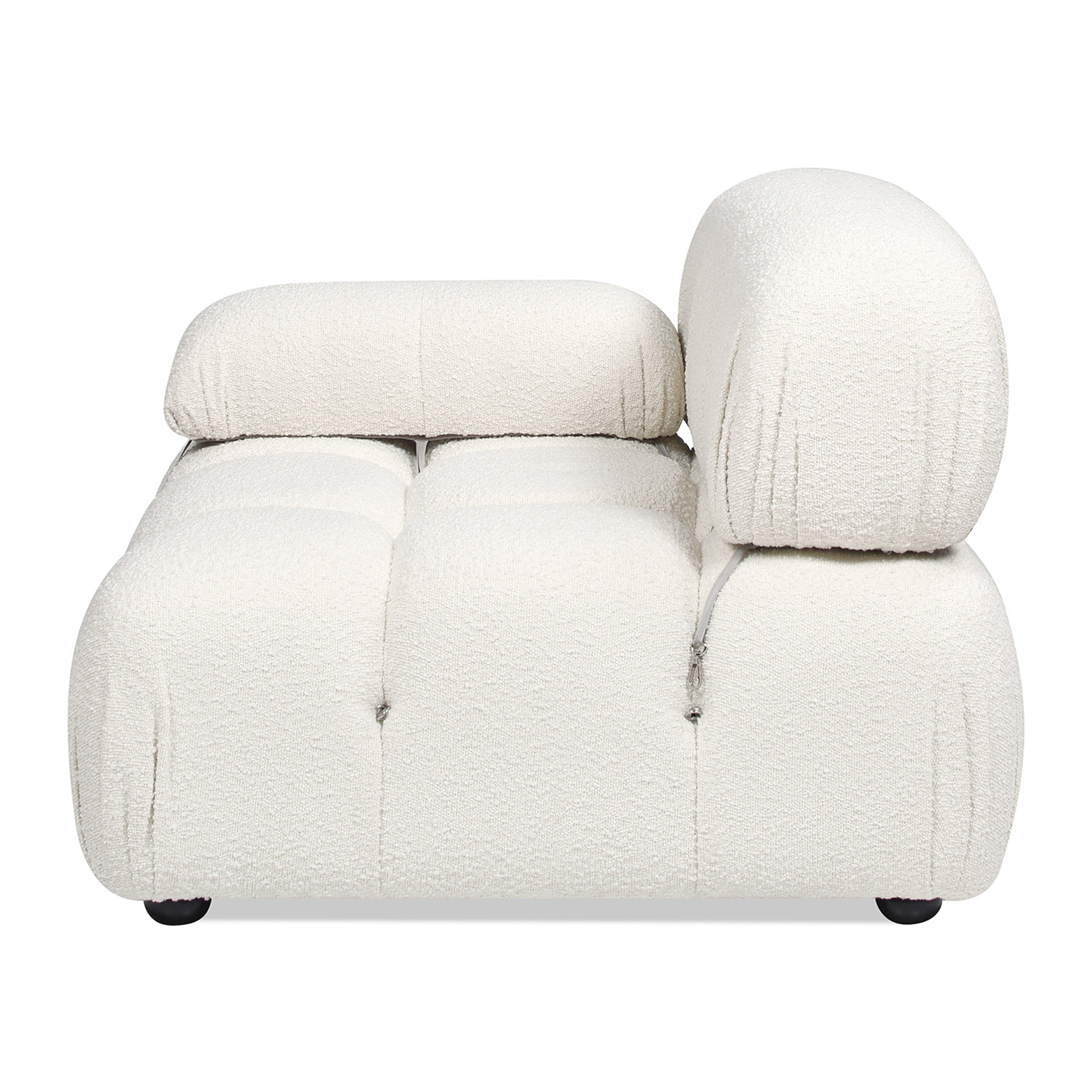 Cream boucle sectional sofa with tufted seat and rounded backrest modern living room furniture