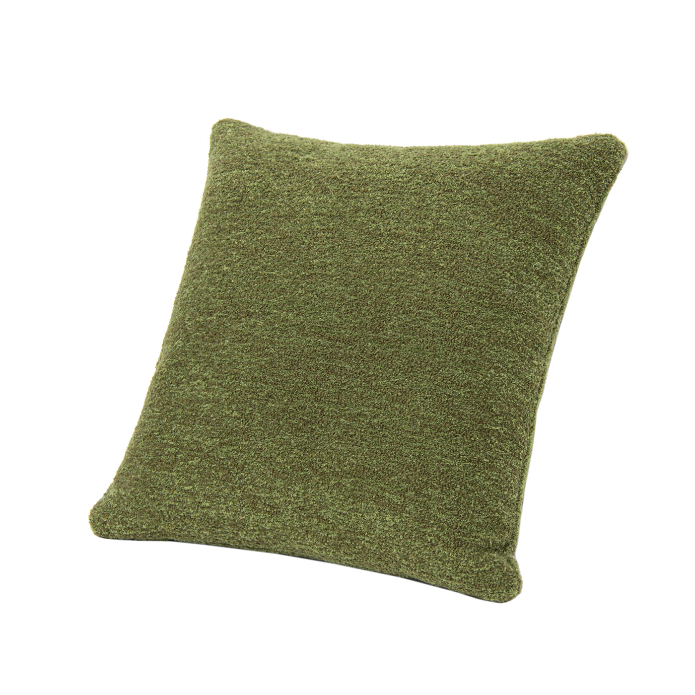 Textured green square pillow with a soft fleece cover
