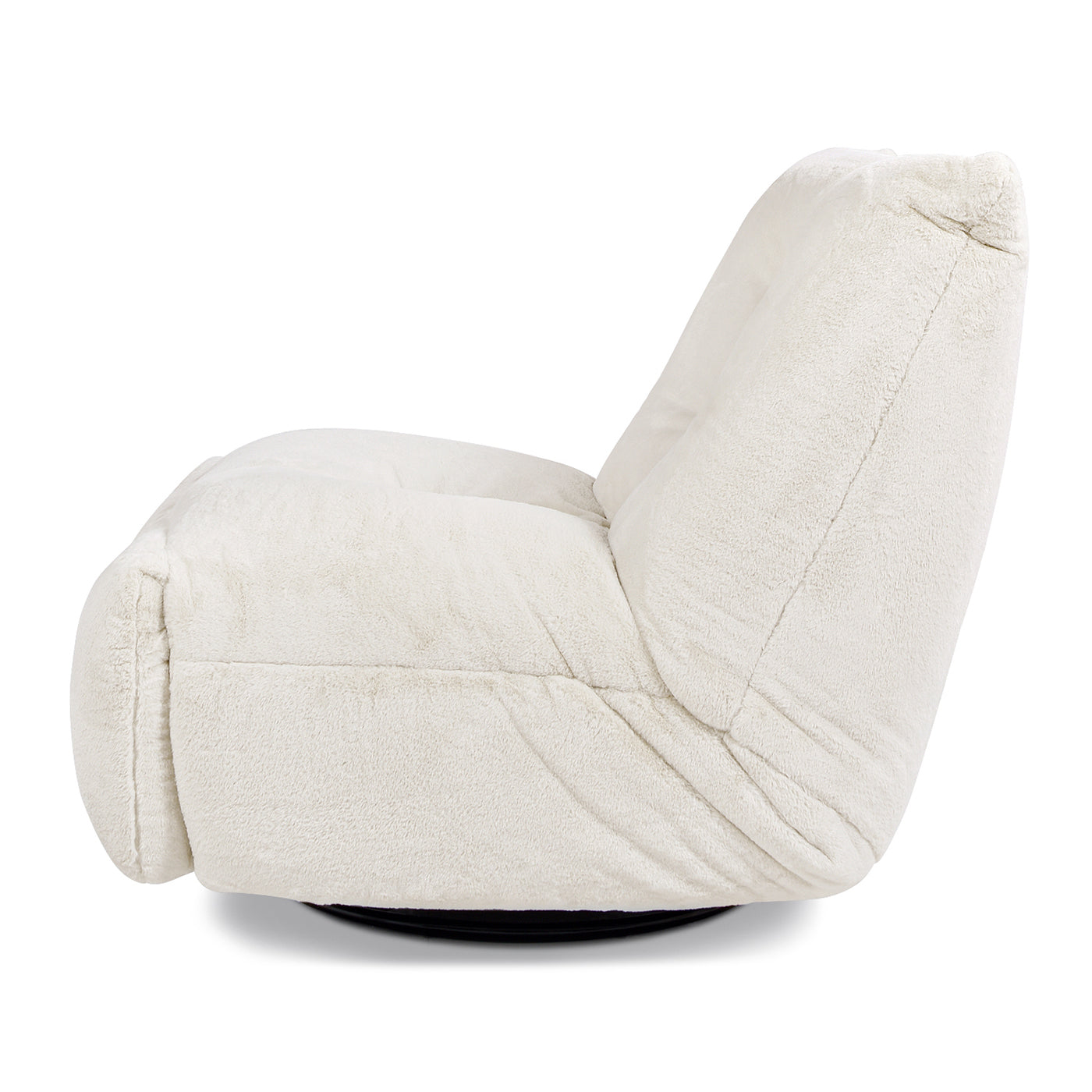 Plush ivory swivel accent chair with rounded modern design