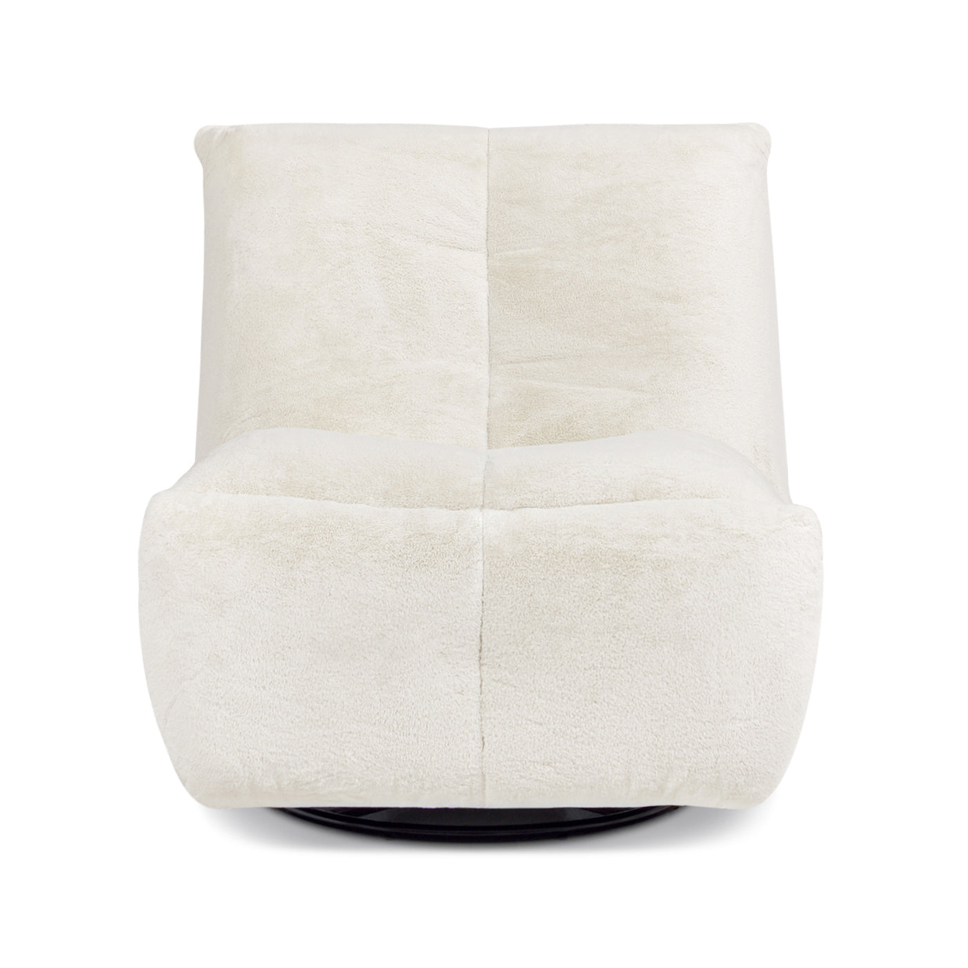 Plush ivory swivel armchair with a soft textured finish perfect for cozy living spaces