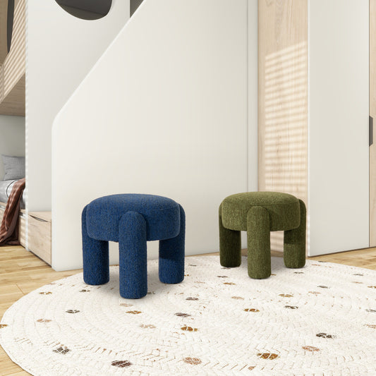 Round tufted ottoman in deep blue a plush accent for any room