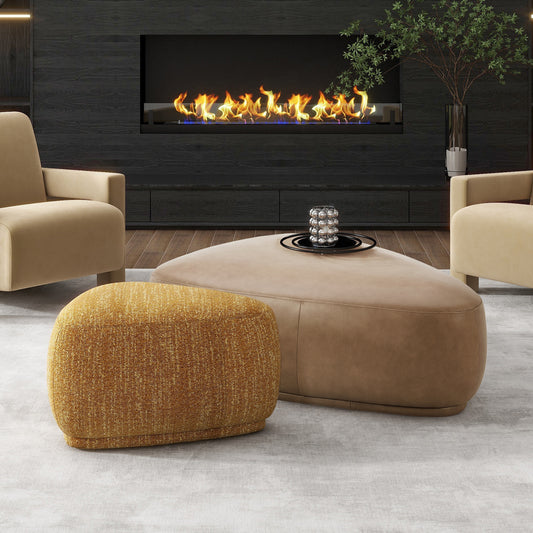 Modern amber textured fabric ottoman a cozy accent for living rooms