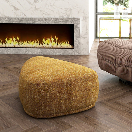 Textured mustard yellow ottoman for sale