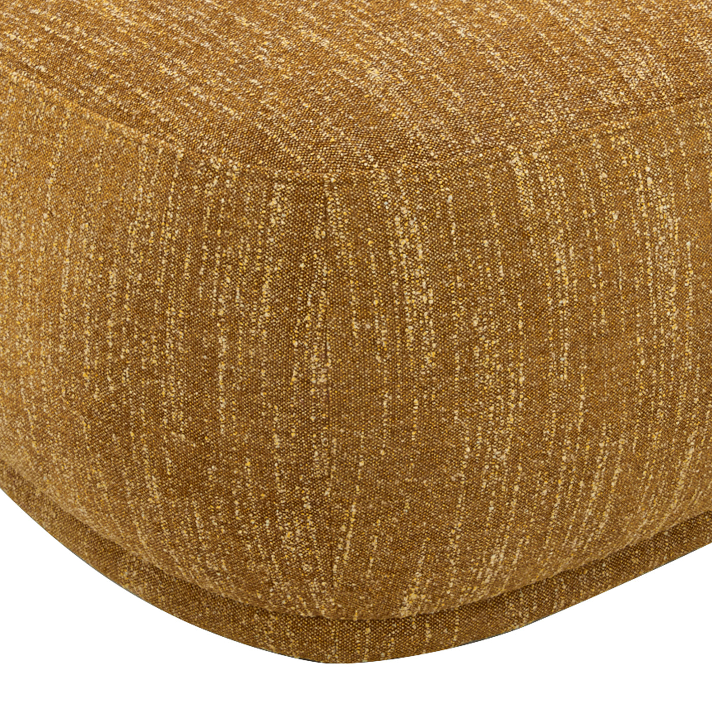 Closeup of golden textured fabric ottoman surface detail