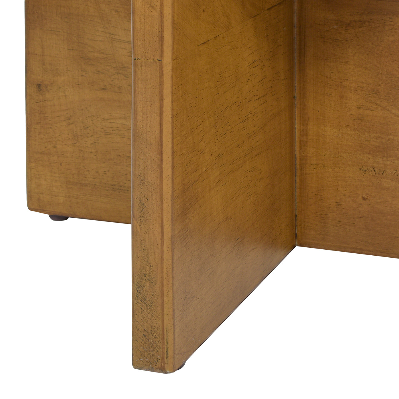 Golden oak wood textured side table base with rounded feet