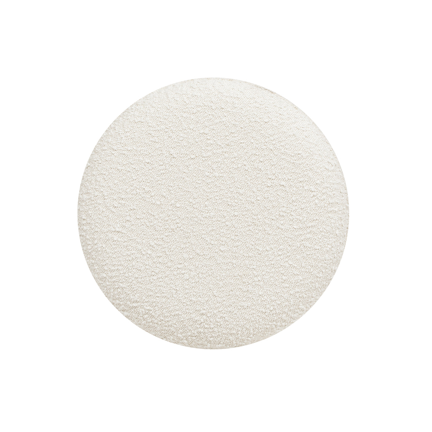 Cream boucle round ottoman for living room accent