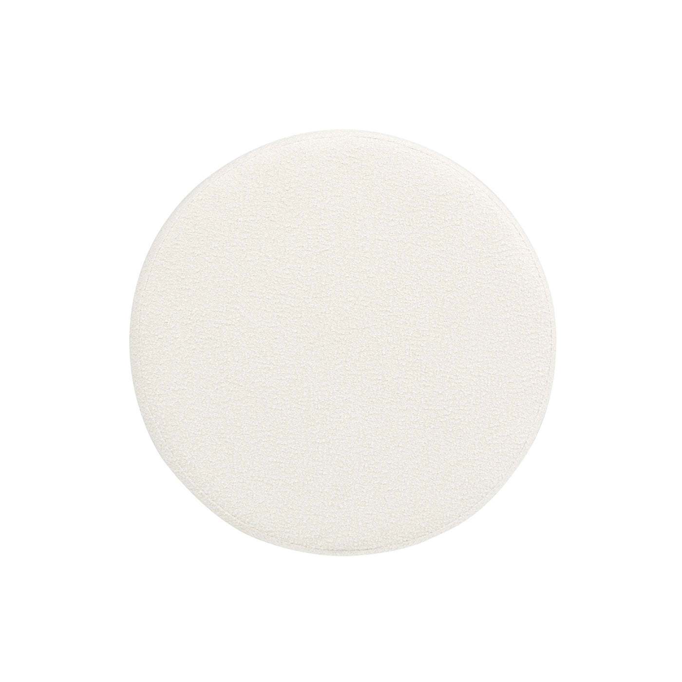 Cream textured round pouf ottoman soft boucle fabric accent seating