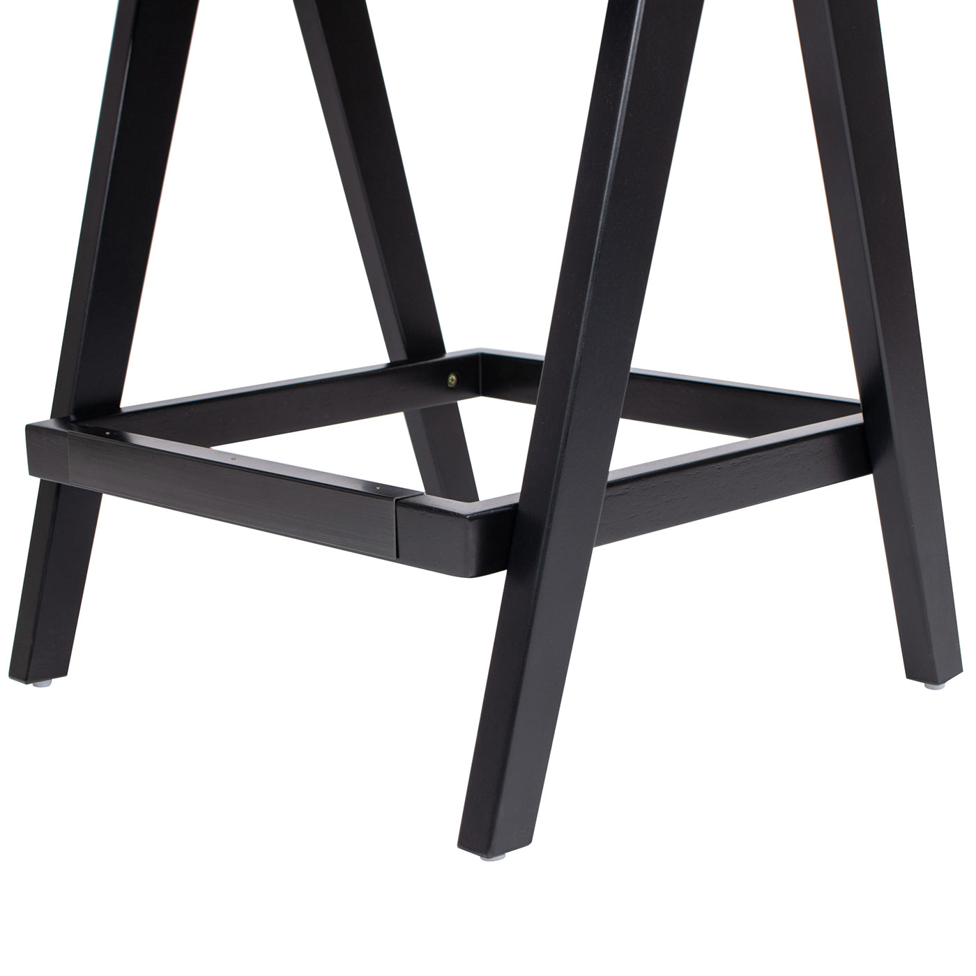 Black metal sawhorse legs with square bracing for stability
