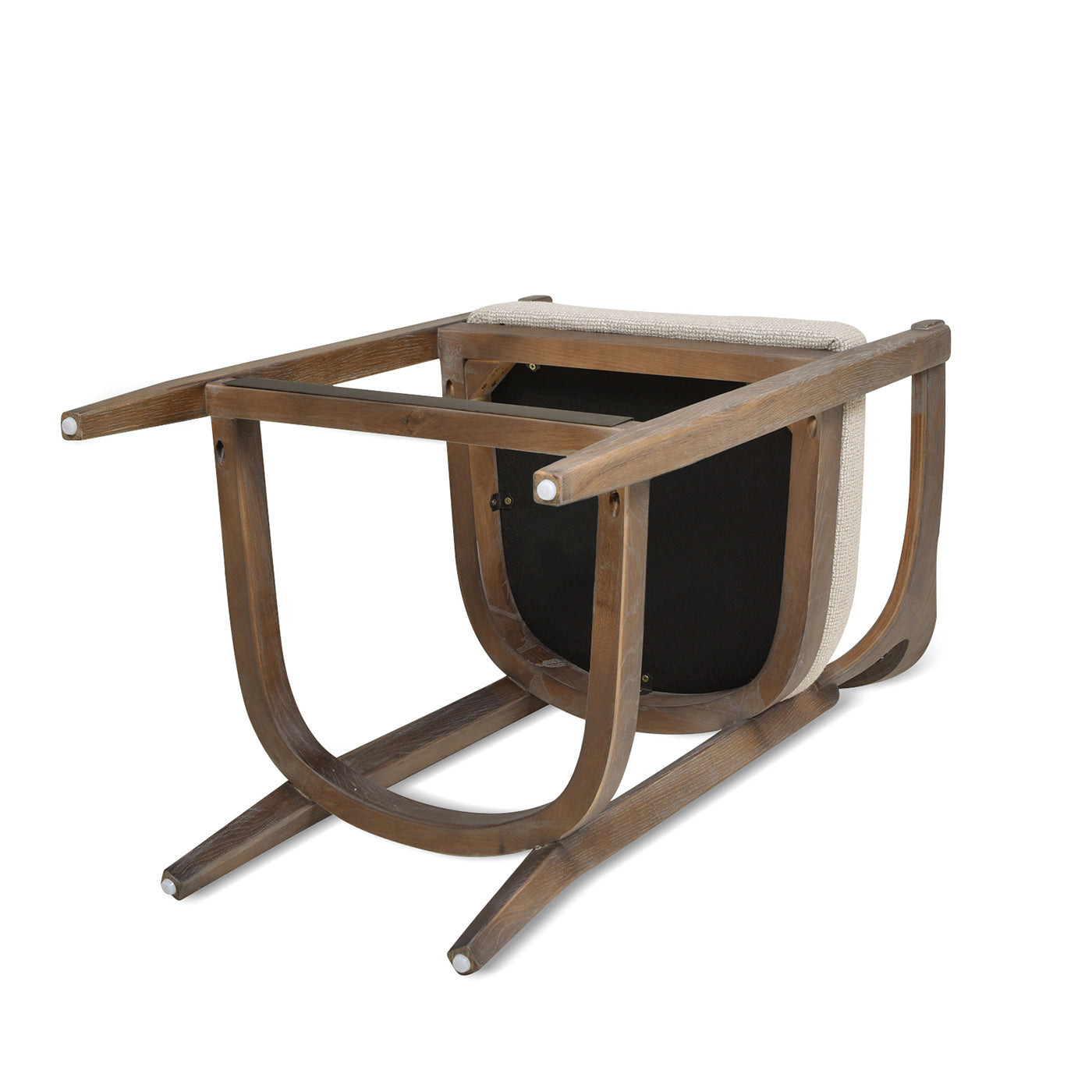 Wooden dining chair with upholstered seat natural fabric modern design