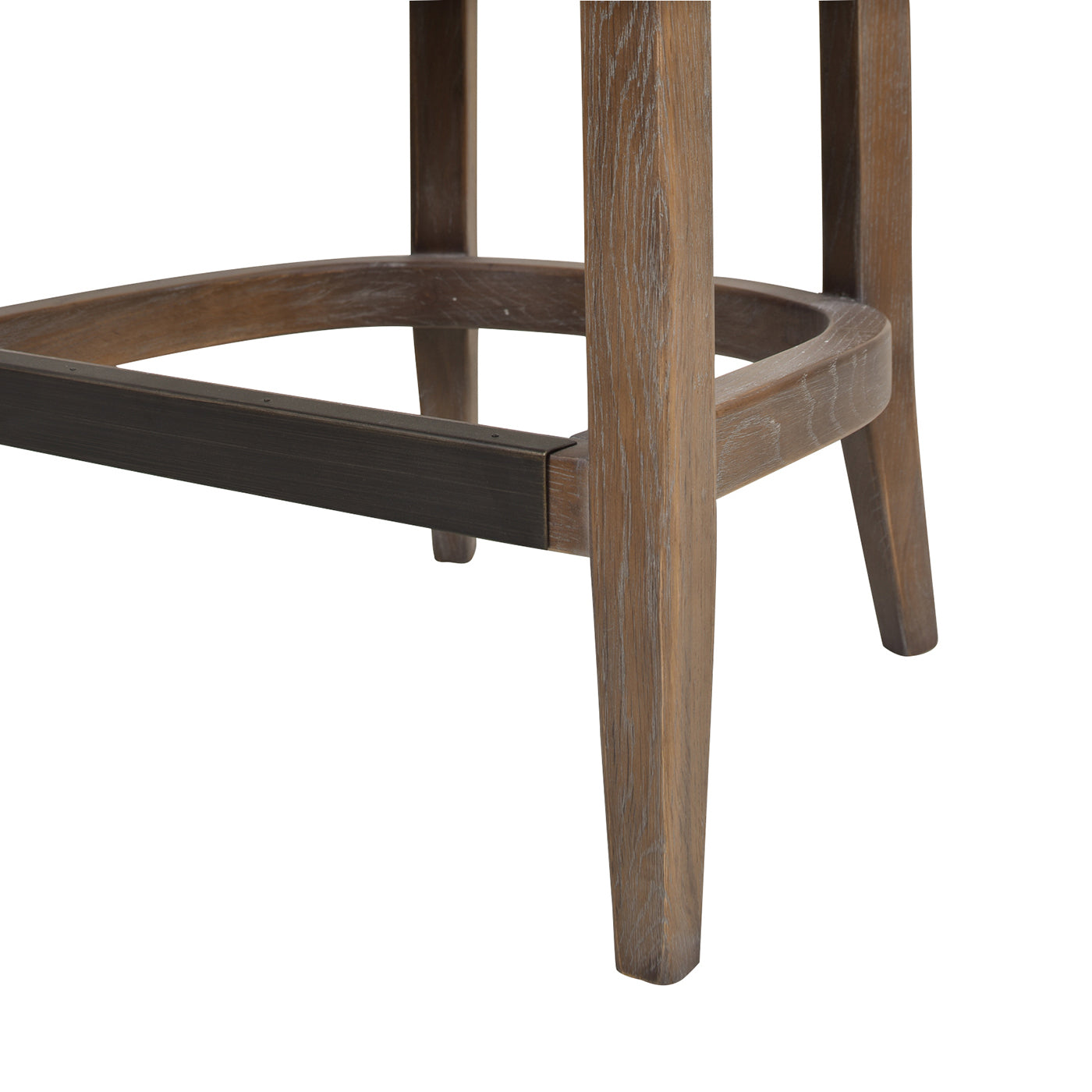 Wooden bar stool base with dark metal footrest natural wood finish