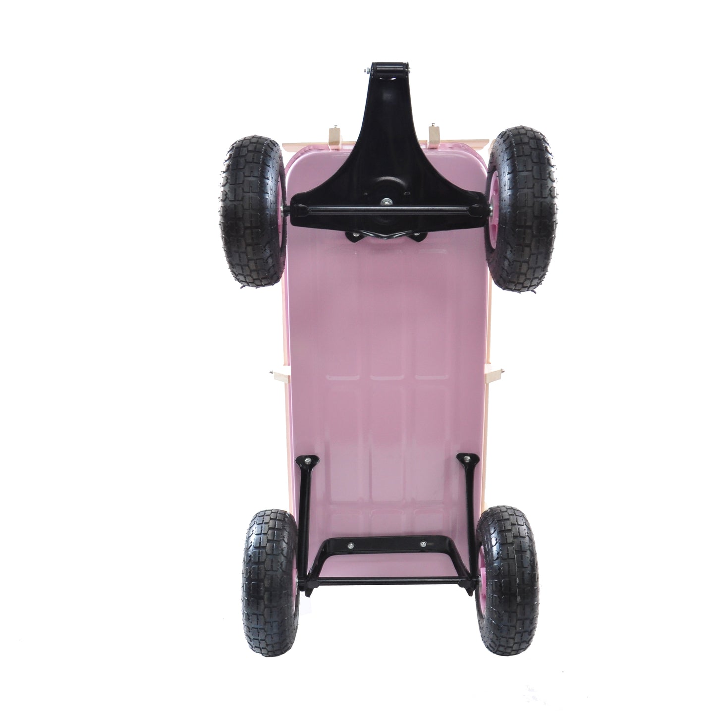 Pink wagon with large blacktreaded tires and a black handle