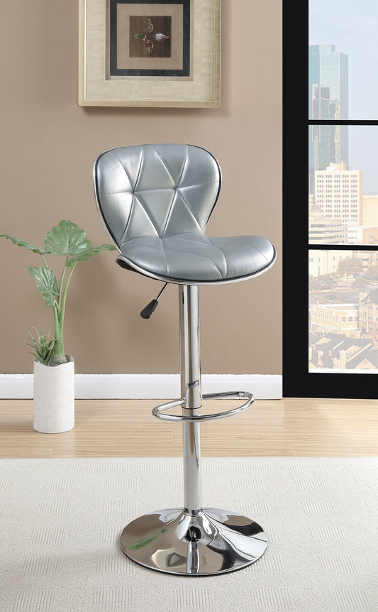 TREATLIFE HOME Adjustable Height Counter Stools, Set of 2, Faux Leather with Chrome Base, Modern Design, Silver